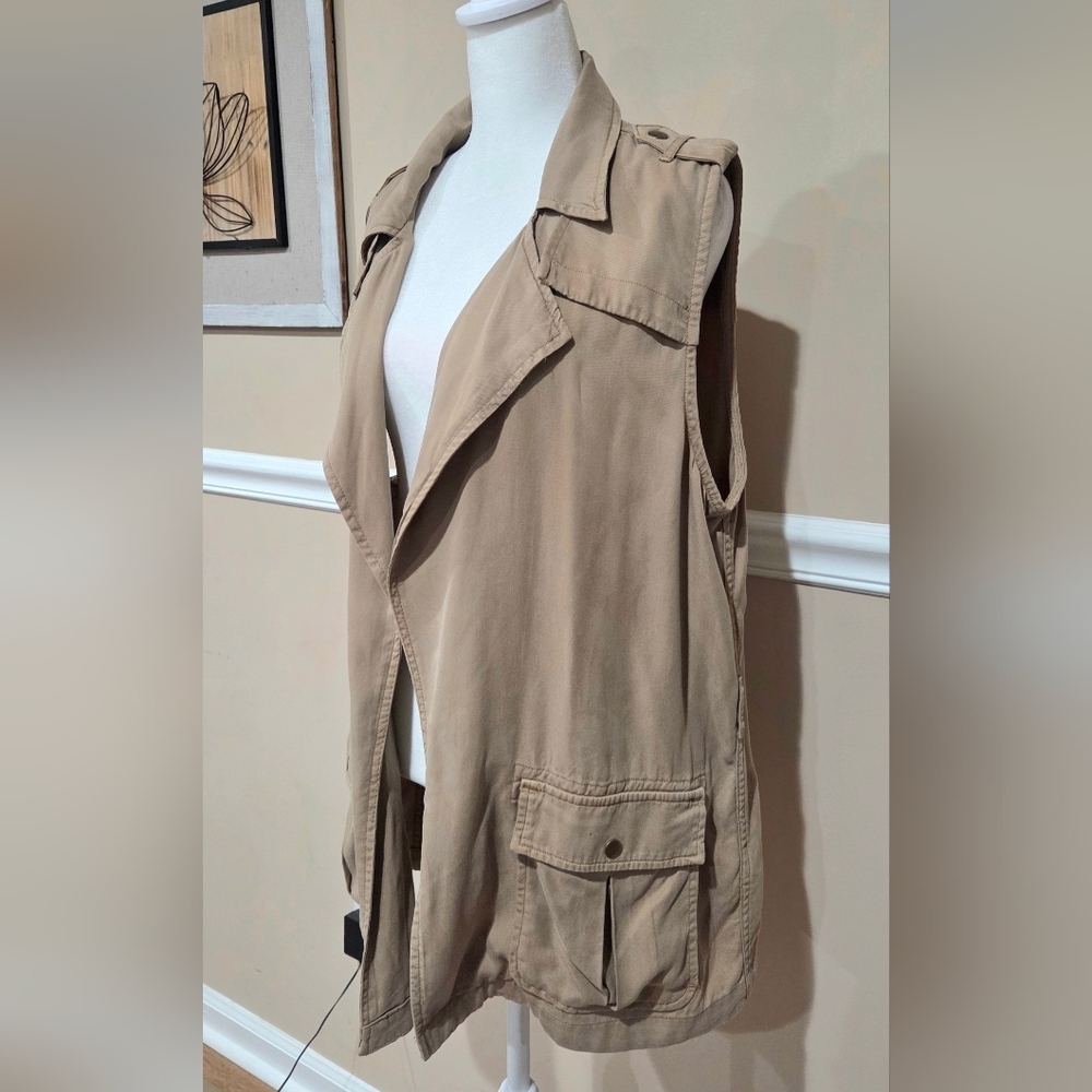 Lucky Brand Women Size L Open Front Pockets Safari Utility Safari Cargo Vest - Picture 2 of 9
